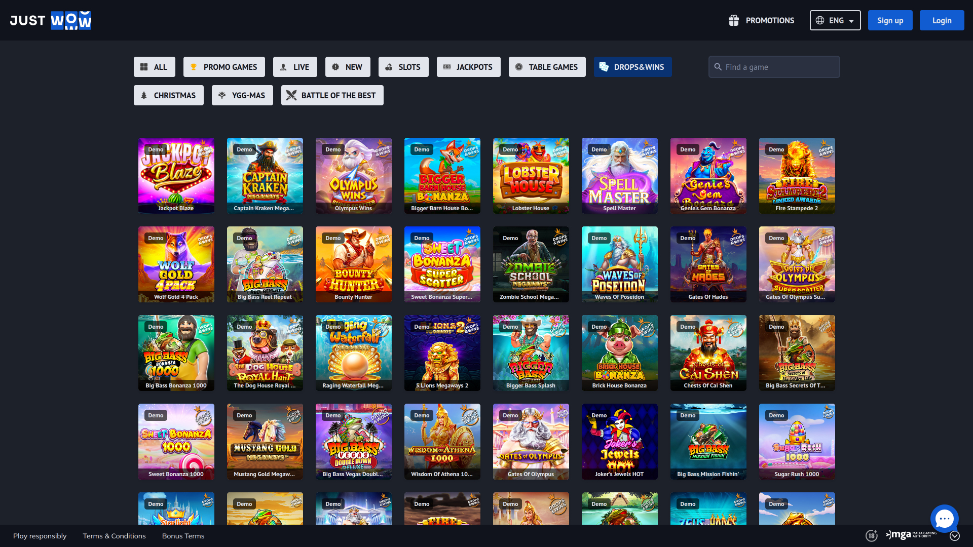 JustWOW Casino Desktop scende e vince