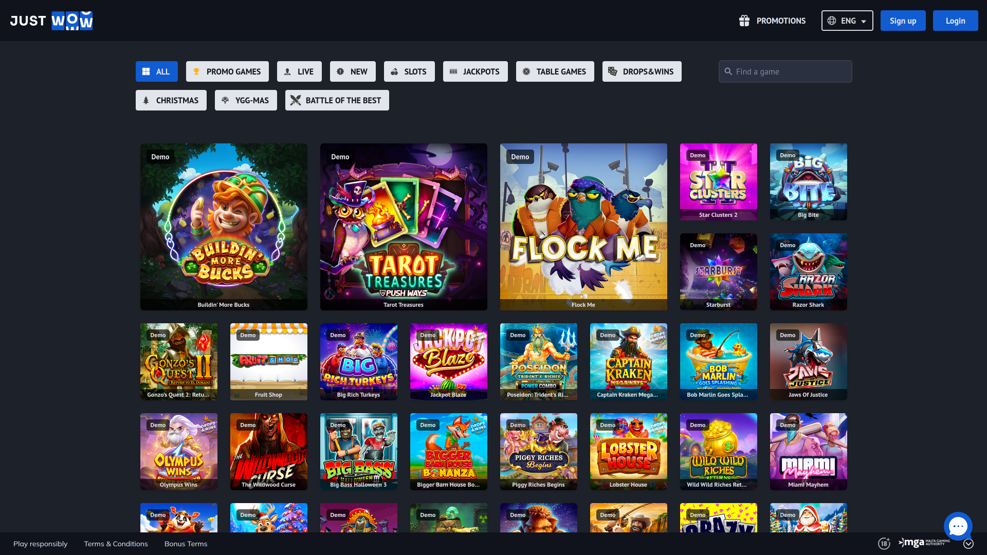 Giochi desktop del casinò JustWOW