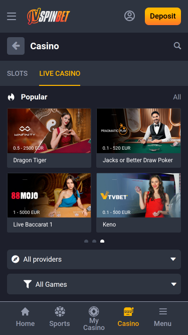 Casino móvil con crupier en vivo JVSPINBET