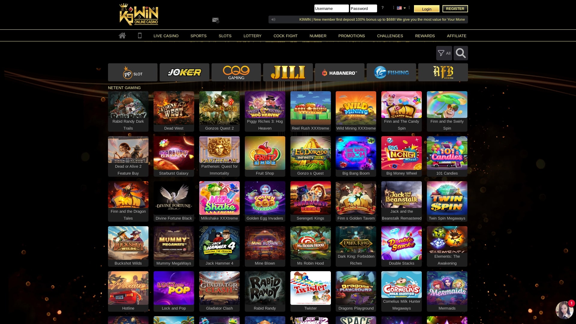 Jeux du Casino K9Win Bureau
