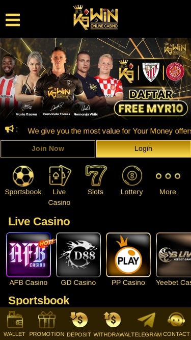 Page d’accueil du Casino K9Win Mobile