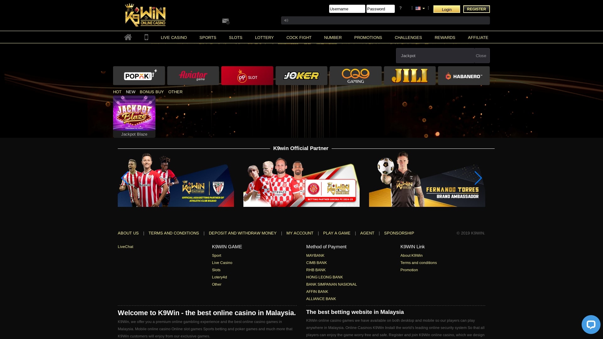 Jackpot du Casino K9Win Bureau