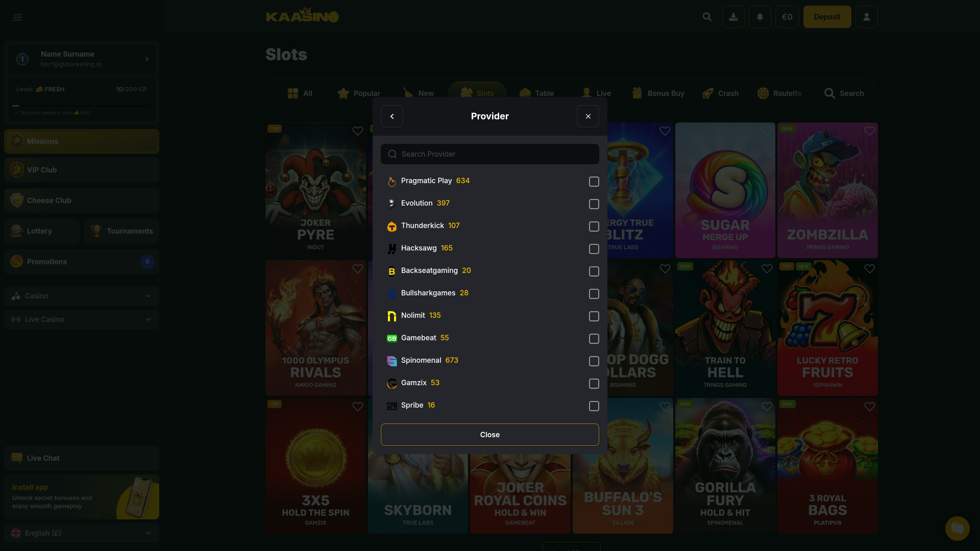 Kaasino Casino Desktop-Spielentwickler