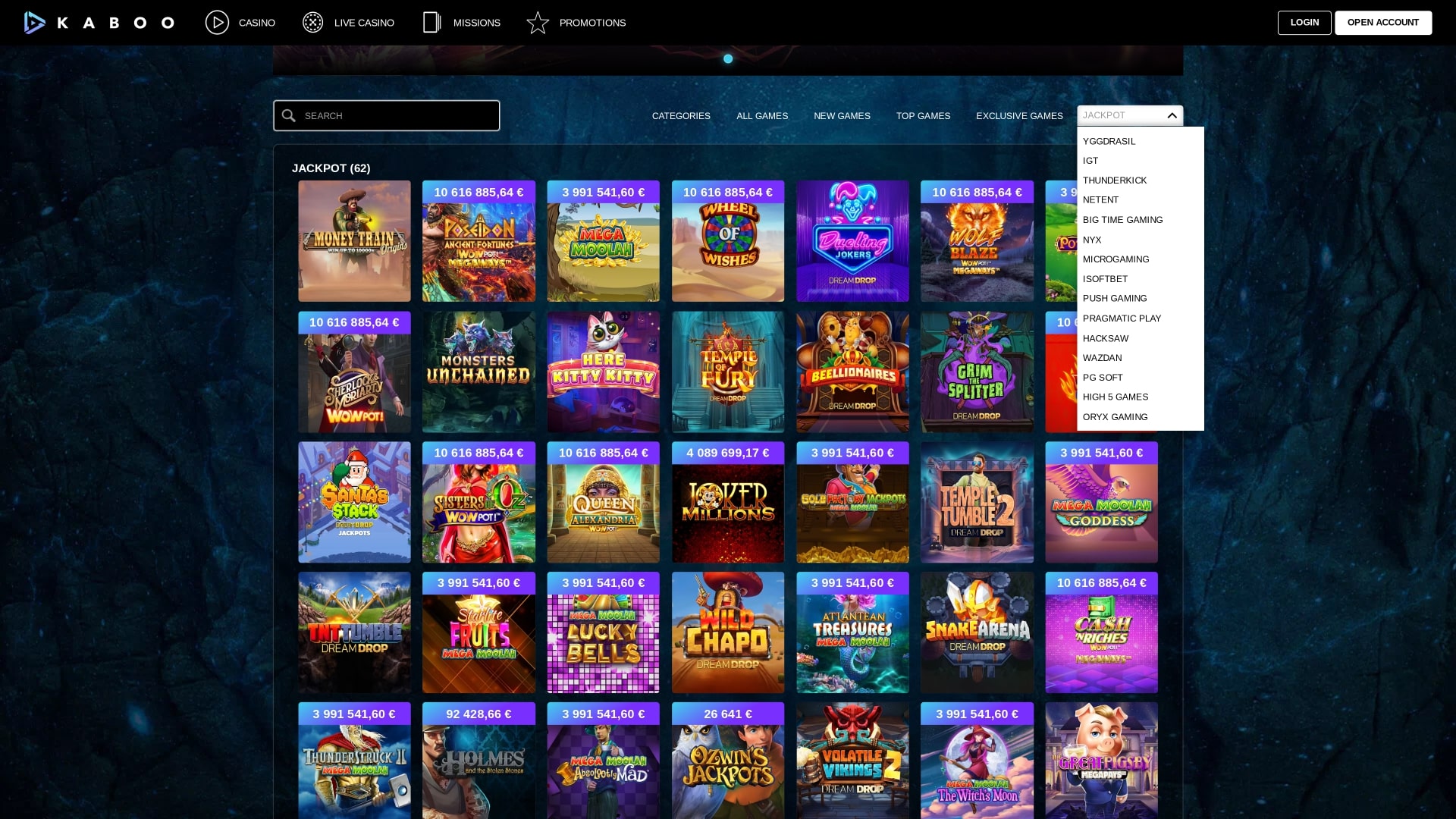 Développeurs de jeux du Kaboo Casino Bureau