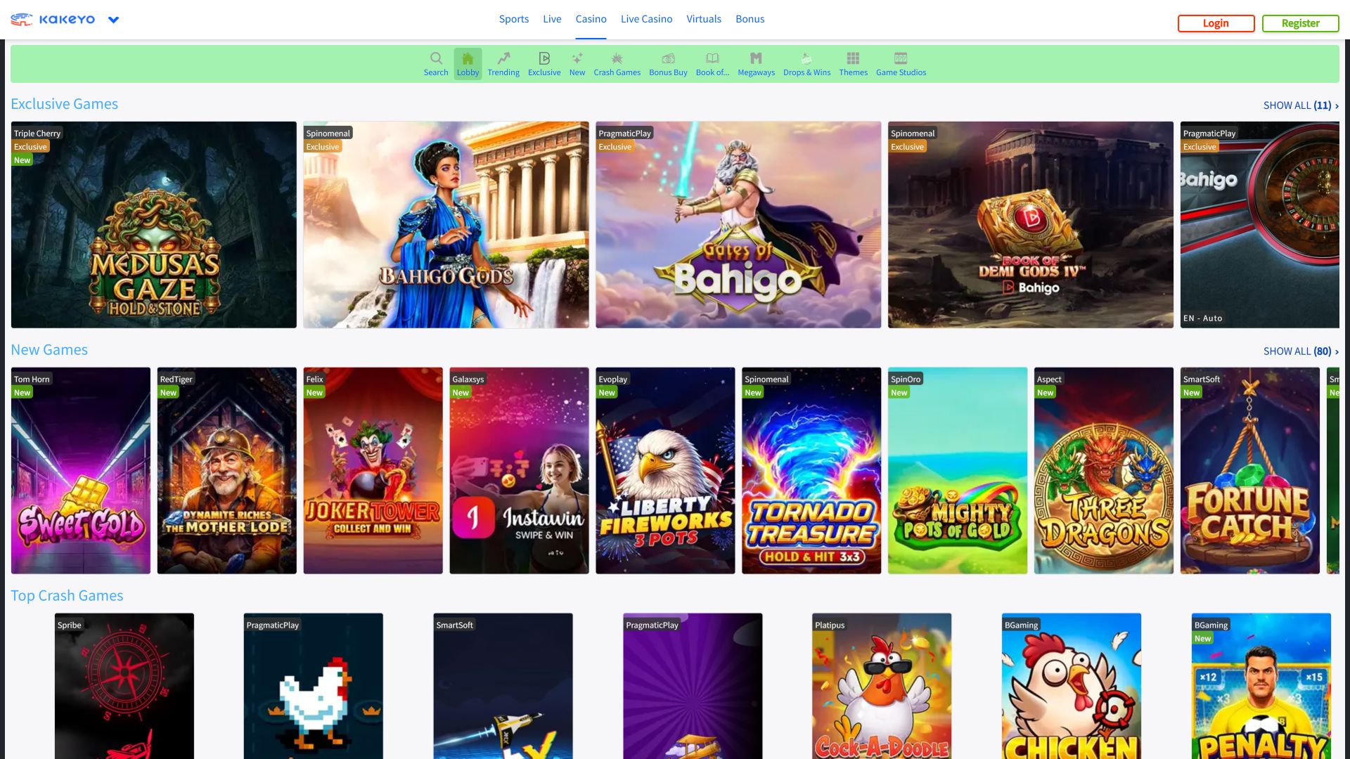 Pagina iniziale desktop di KaKeY Casino