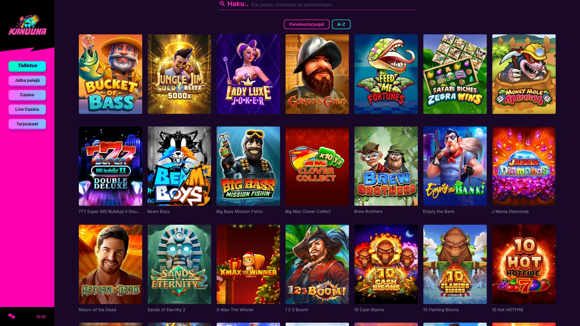 Juegos de Kanuuna Casino Escritorio