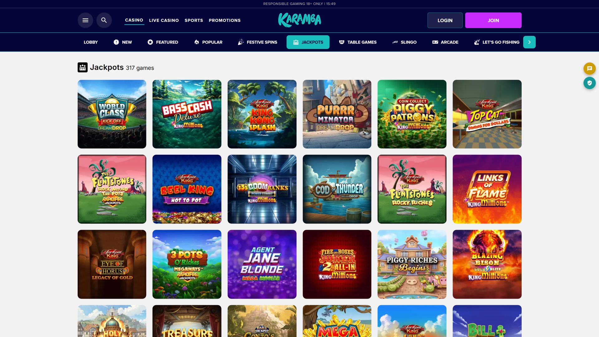 Jackpot de bureau du casino Karamba