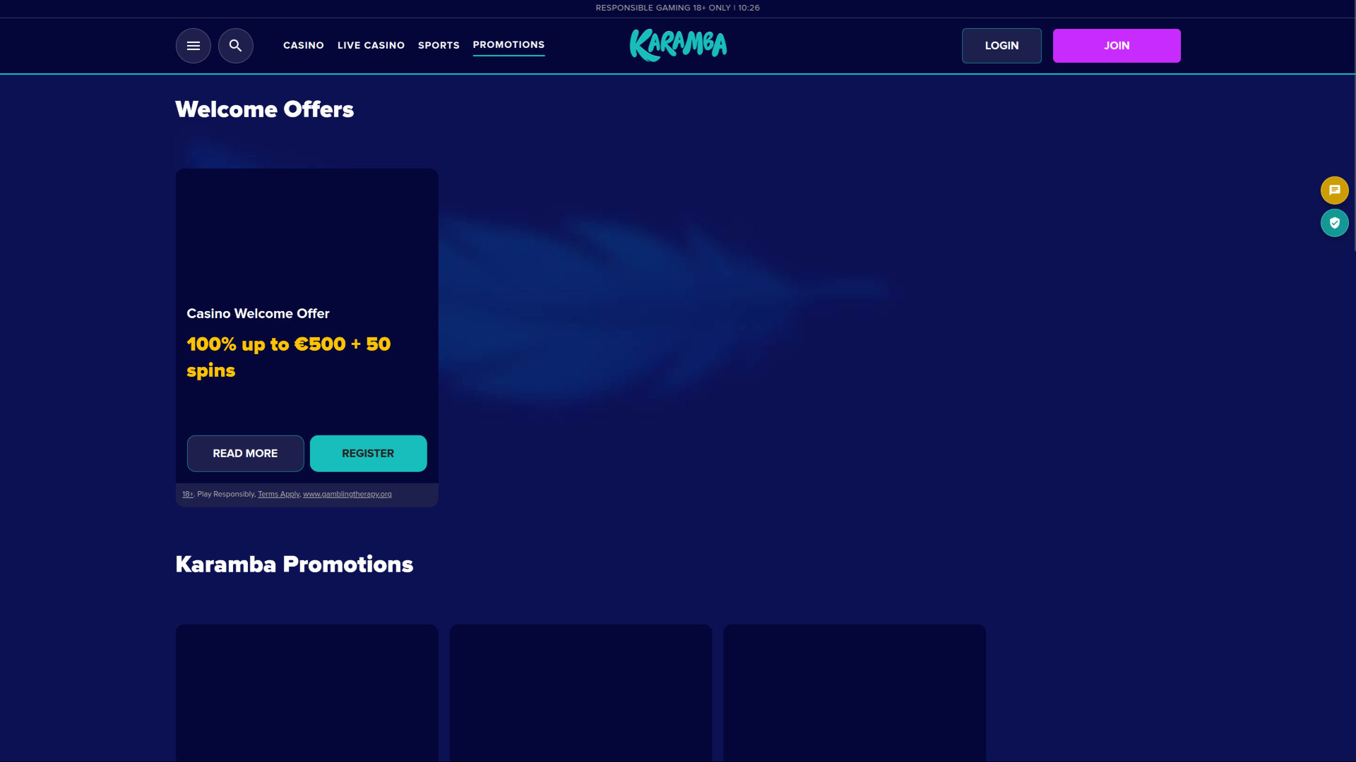 Promotions du Karamba Casino Bureau