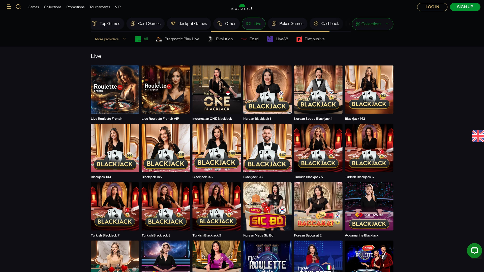 Katsubet Casino Live Dealer Desktop