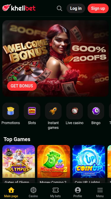 Captura de pantalla de la página de inicio de Kheli Bet para dispositivos móviles