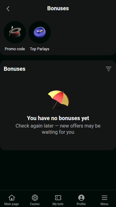Captura de pantalla de promociones de Kheli Bet para dispositivos móviles