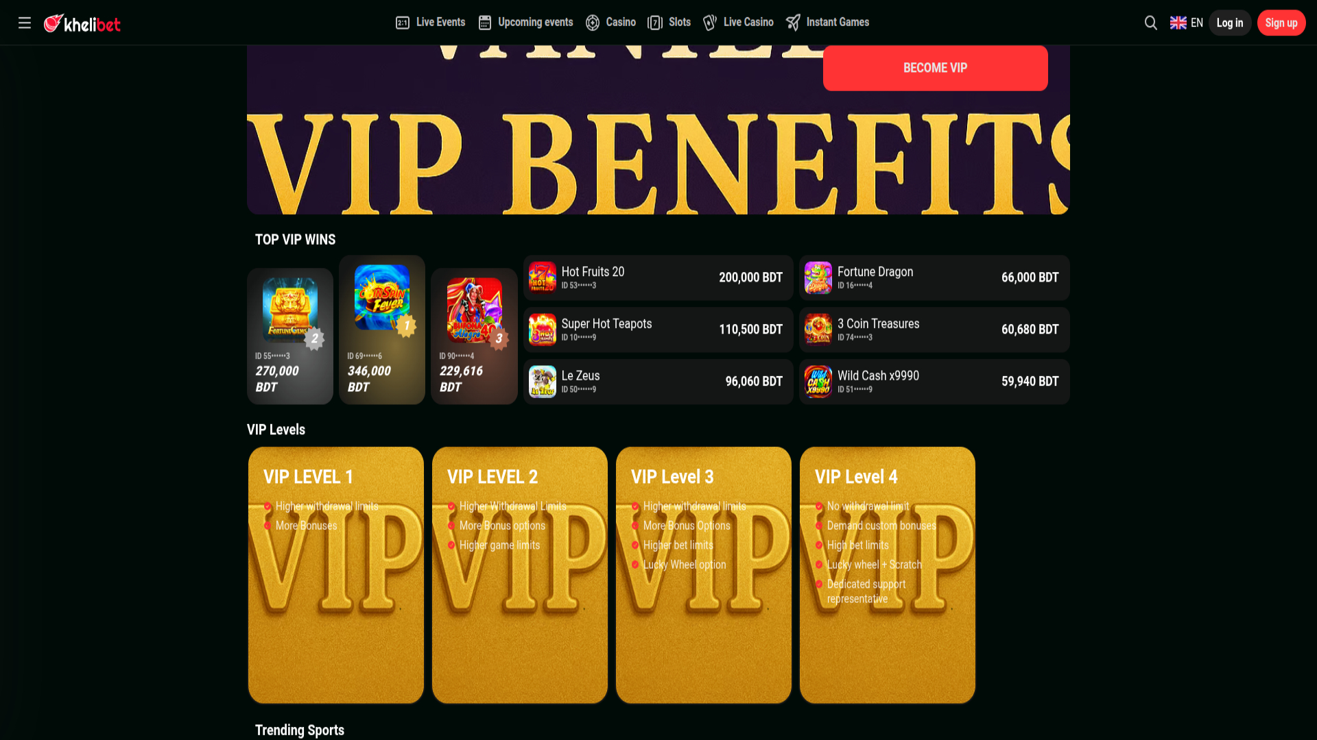 Captura de pantalla VIP de Kheli Bet para escritorio