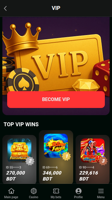 Captura de pantalla VIP de Kheli Bet para dispositivos móviles