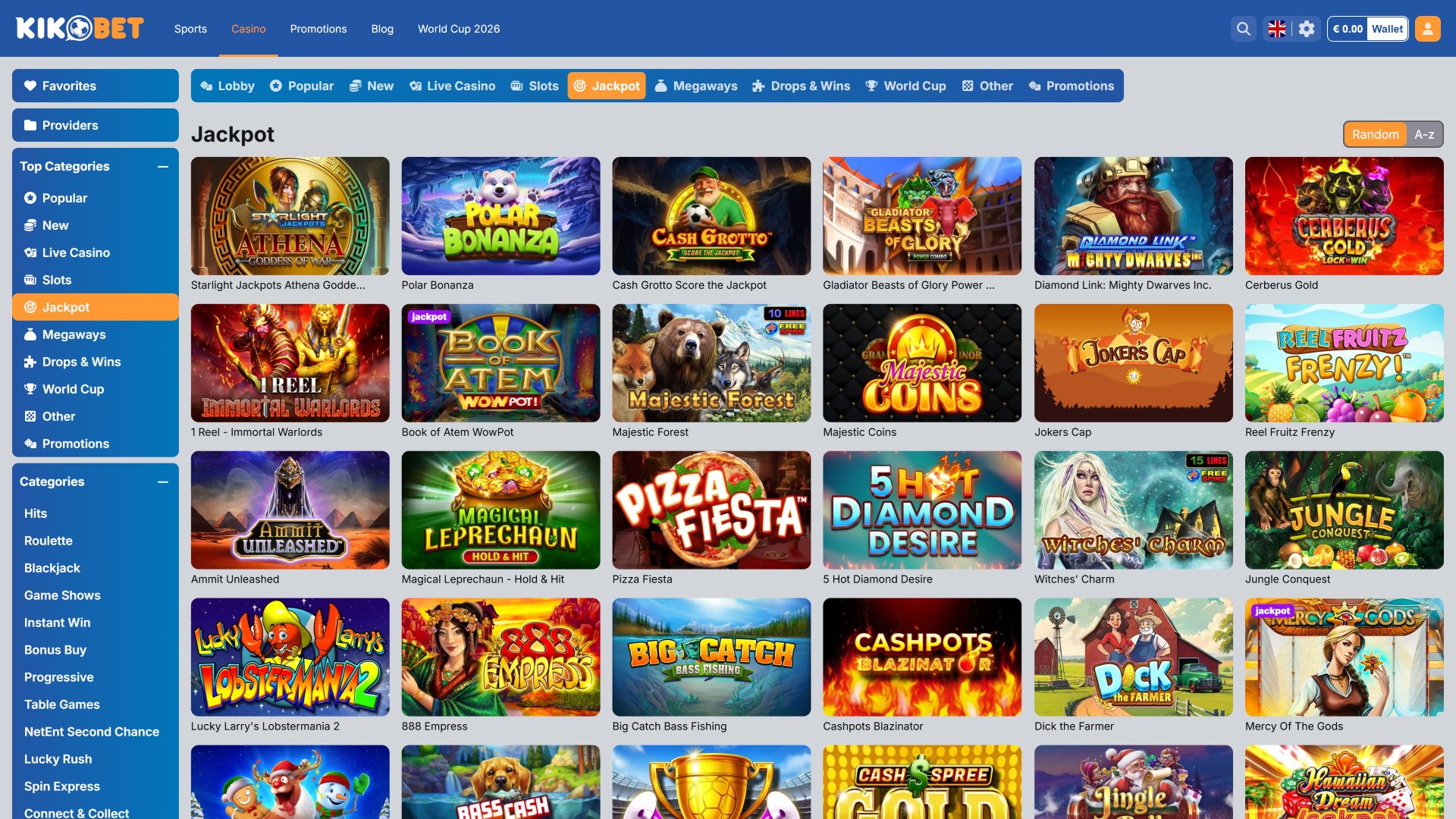 Kikobet Casino Desktop Jackpot