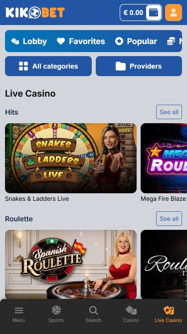 Kikobet Casino Mobile Live Dealer