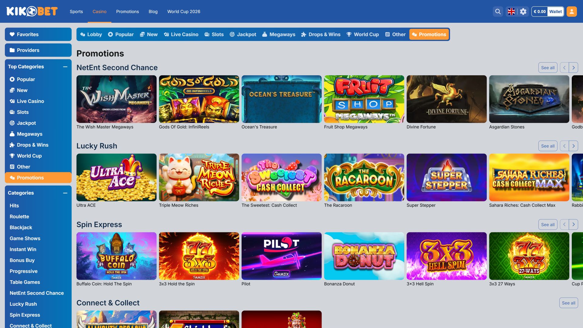 Kikobet Casino Desktop Promotions