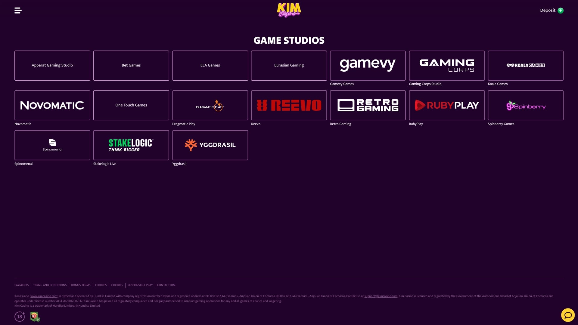Desarrolladores de juegos de Kim Casino Escritorio