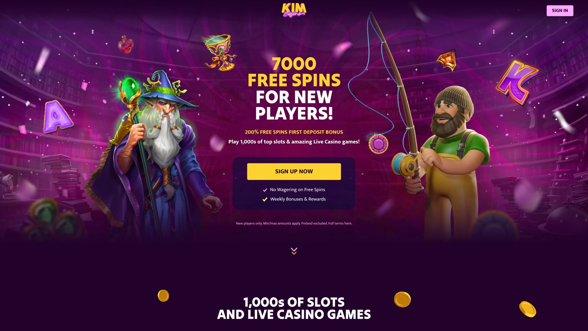 Página principal de Kim Casino Escritorio