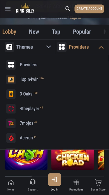 Développeurs de jeux du King Billy Casino Mobile