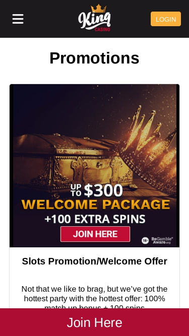 Promotions de King Casino Mobile