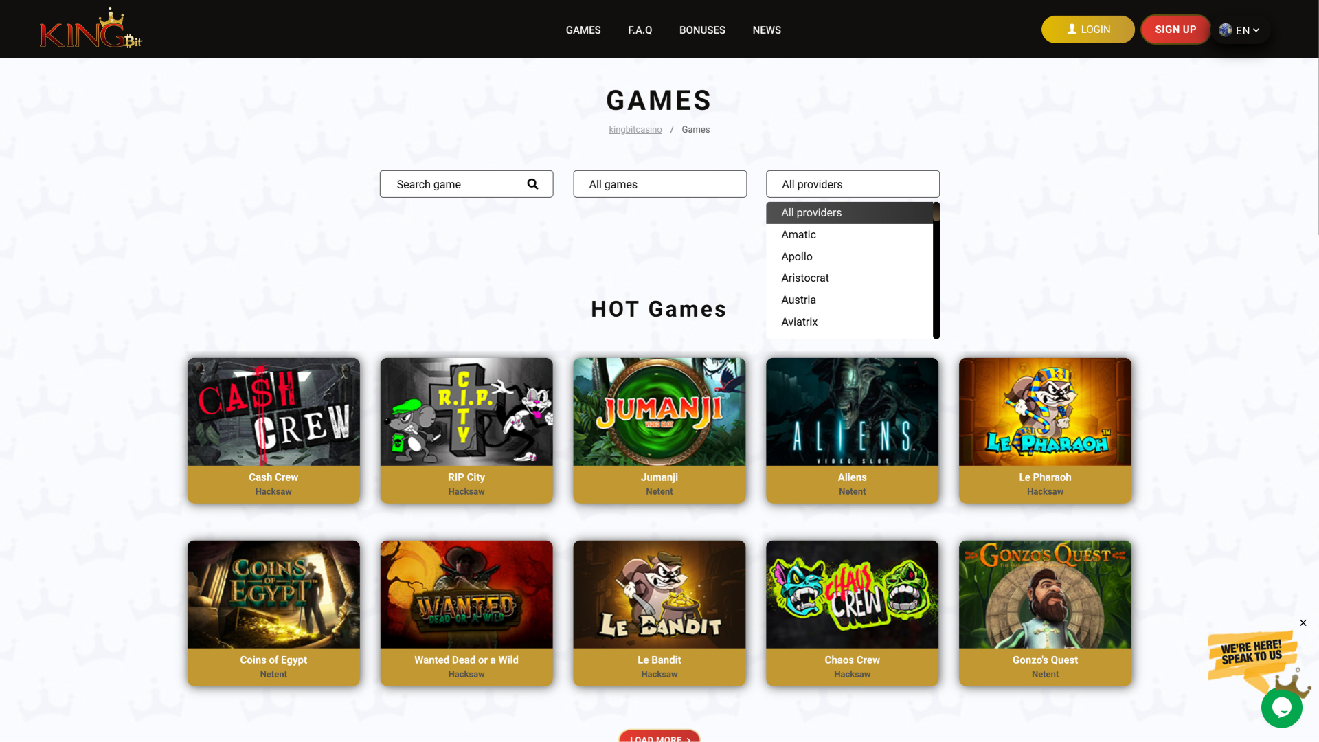 Développeurs de jeux de KingBit Casino Ordinateur de bureau