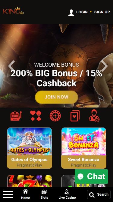 Page d'accueil mobile de KingBit Casino