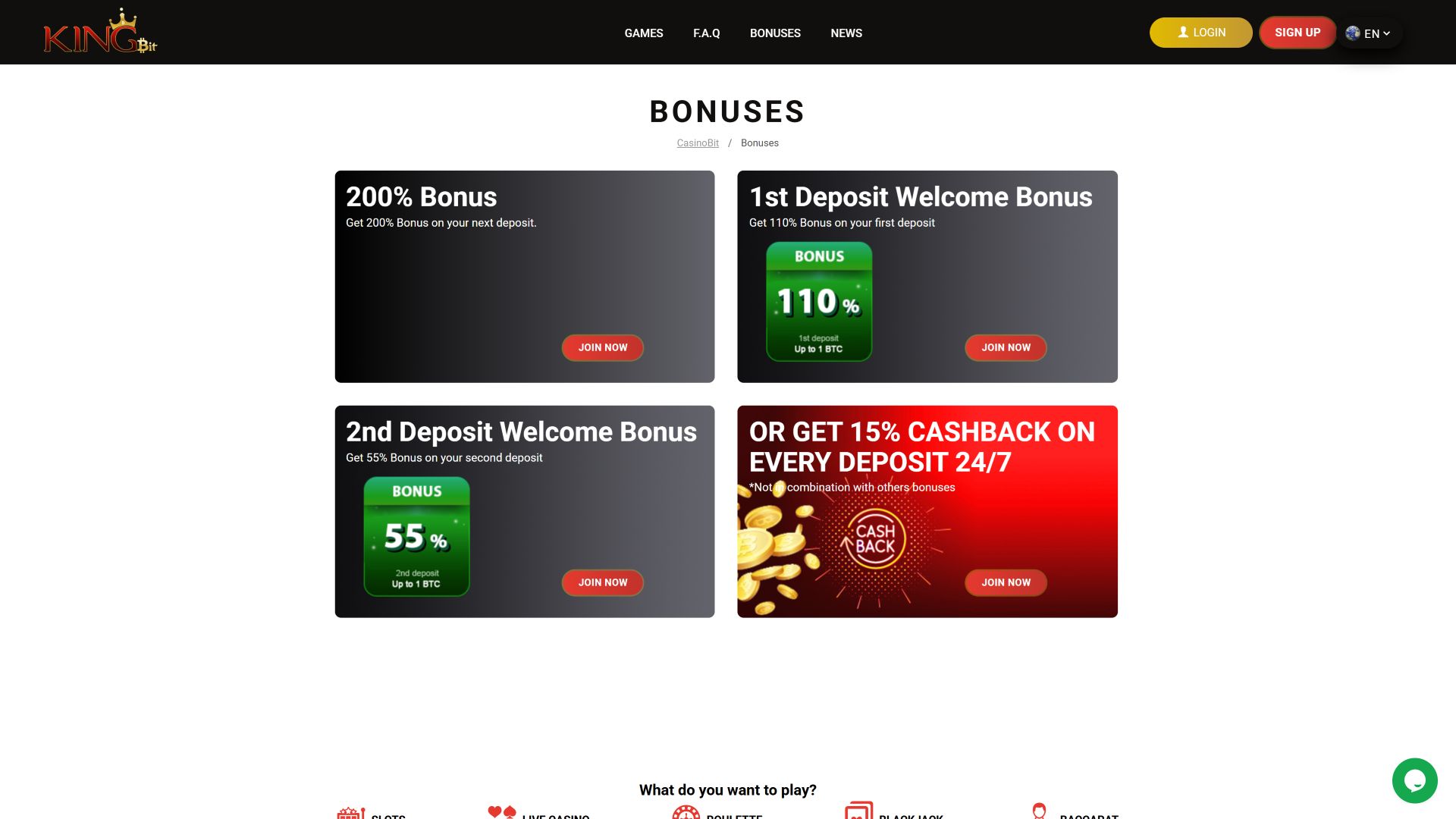 Promotions KingBit Casino sur ordinateur
