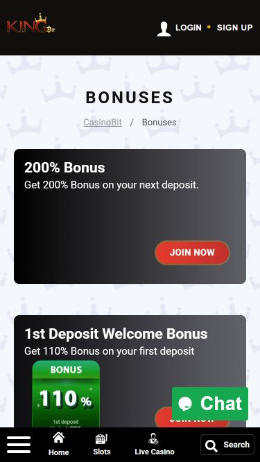 Promotions mobiles du casino KingBit
