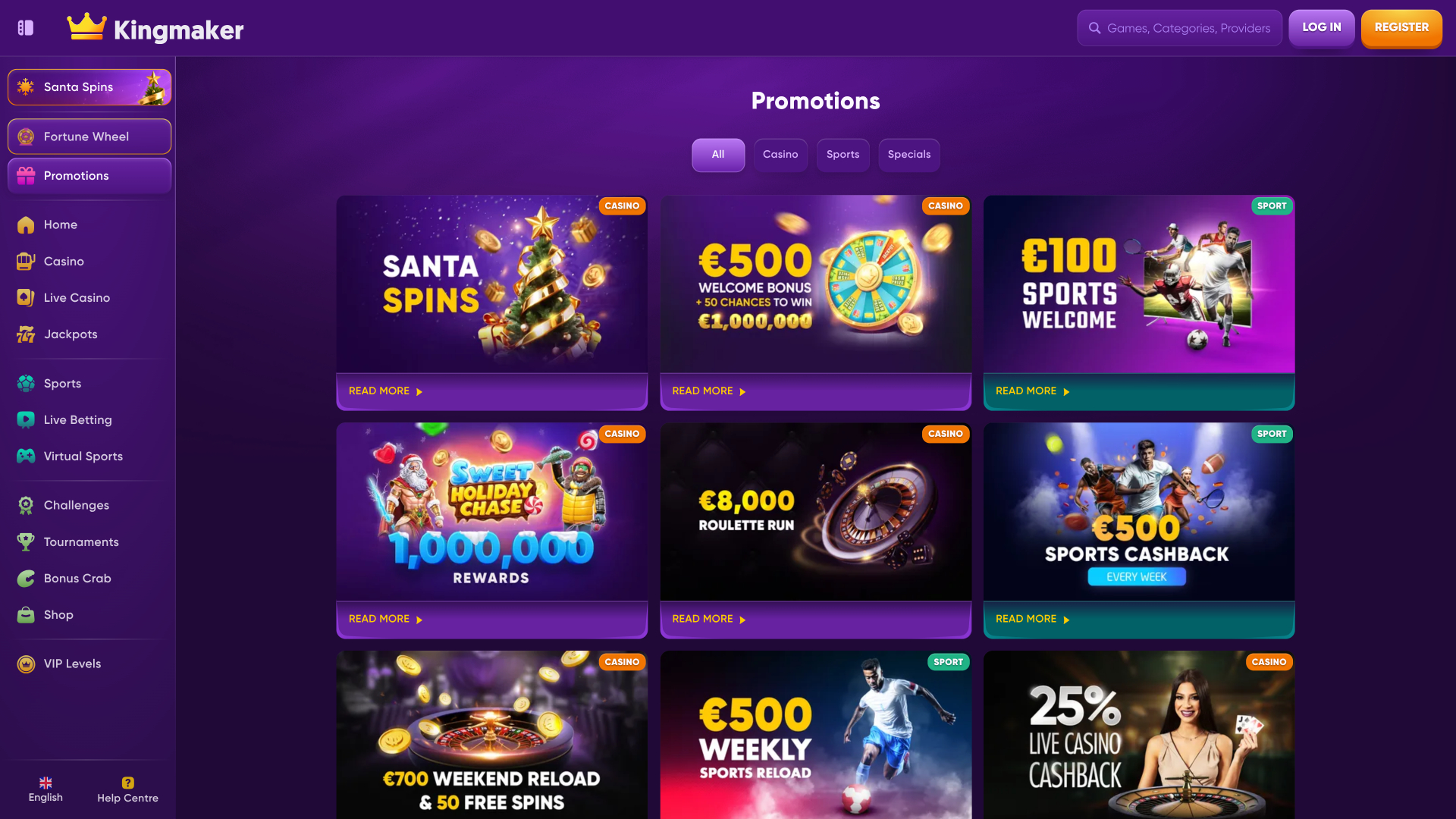 Promotions sur ordinateur de Kingmaker Casino