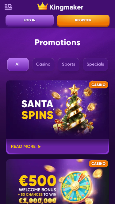 Promotions mobiles du casino Kingmaker