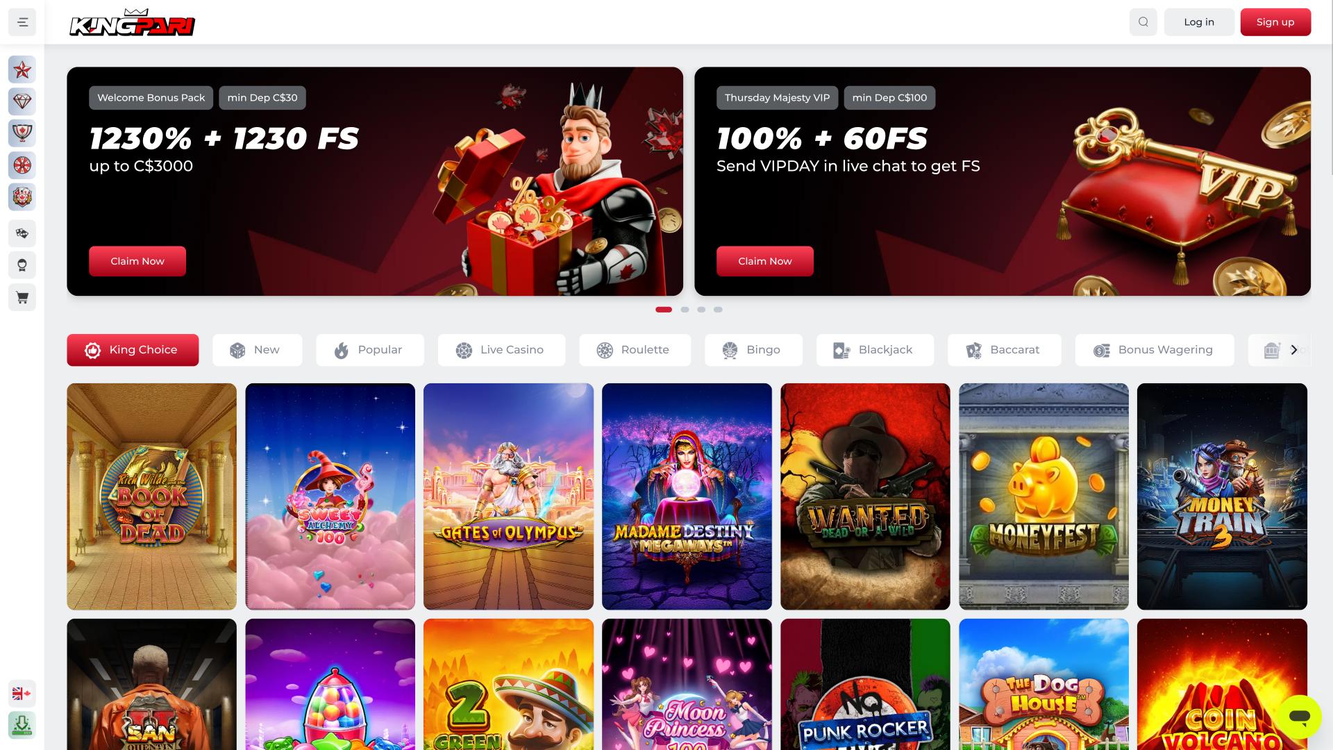 KingPari Casino homepage
