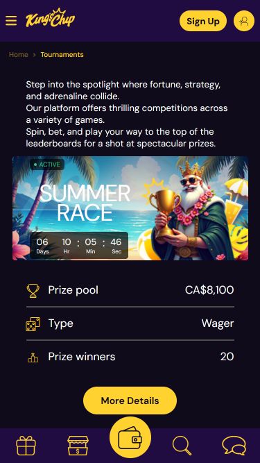 Tournois mobiles du casino King's Chip