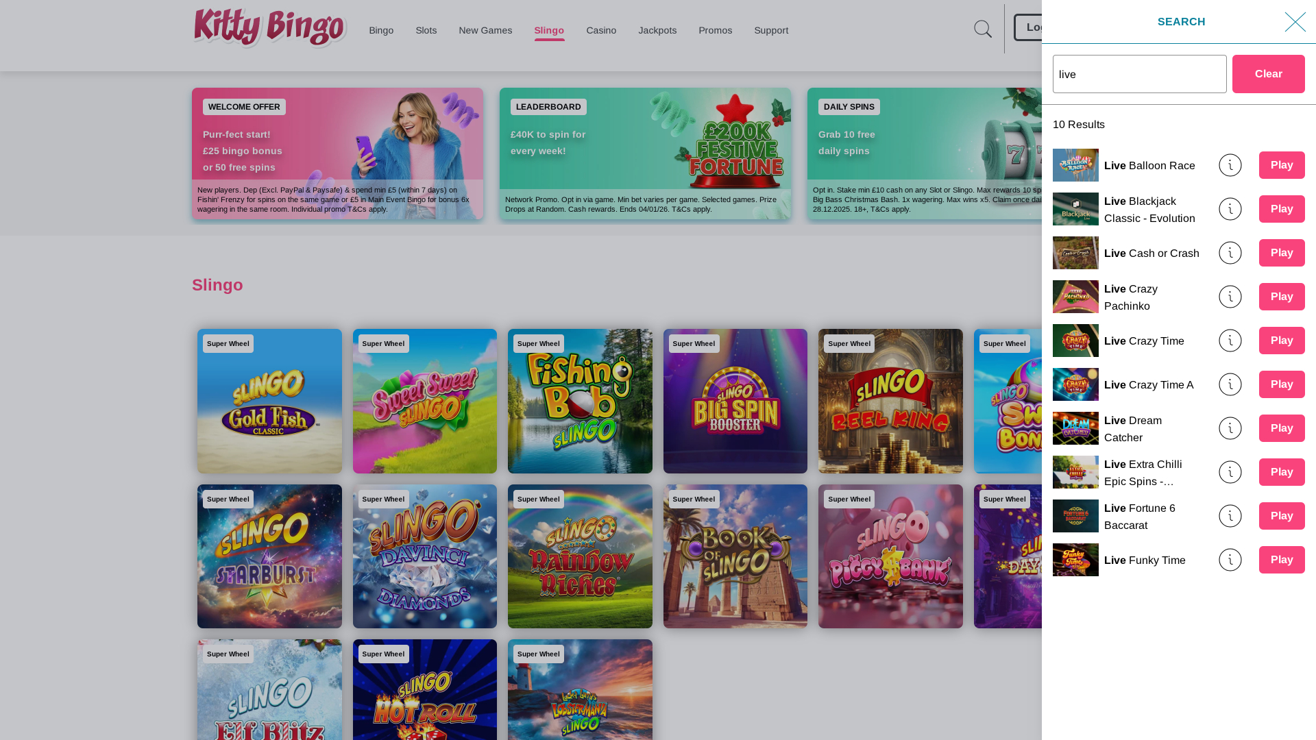 Kitty Bingo Desktop Live Dealer