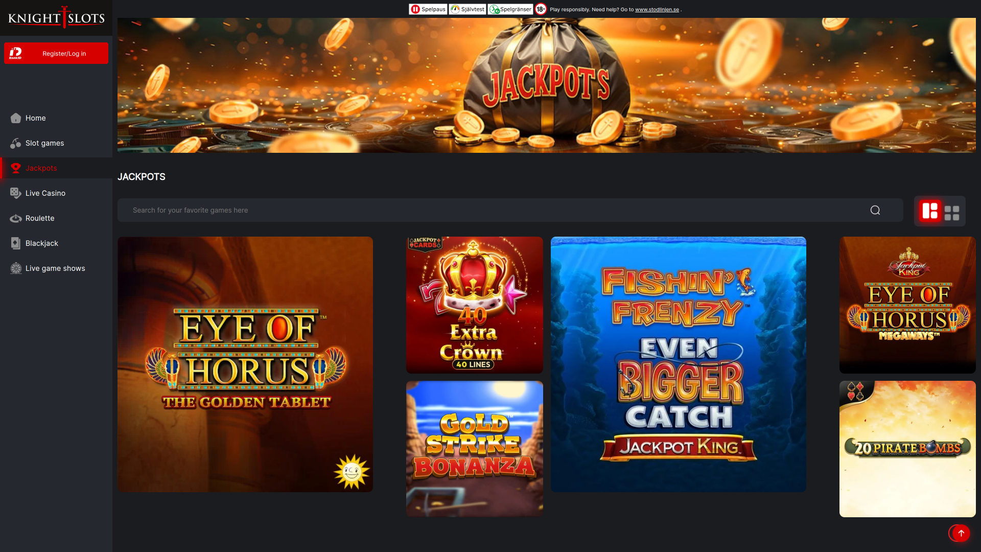 Jackpot desktop di Knightslots