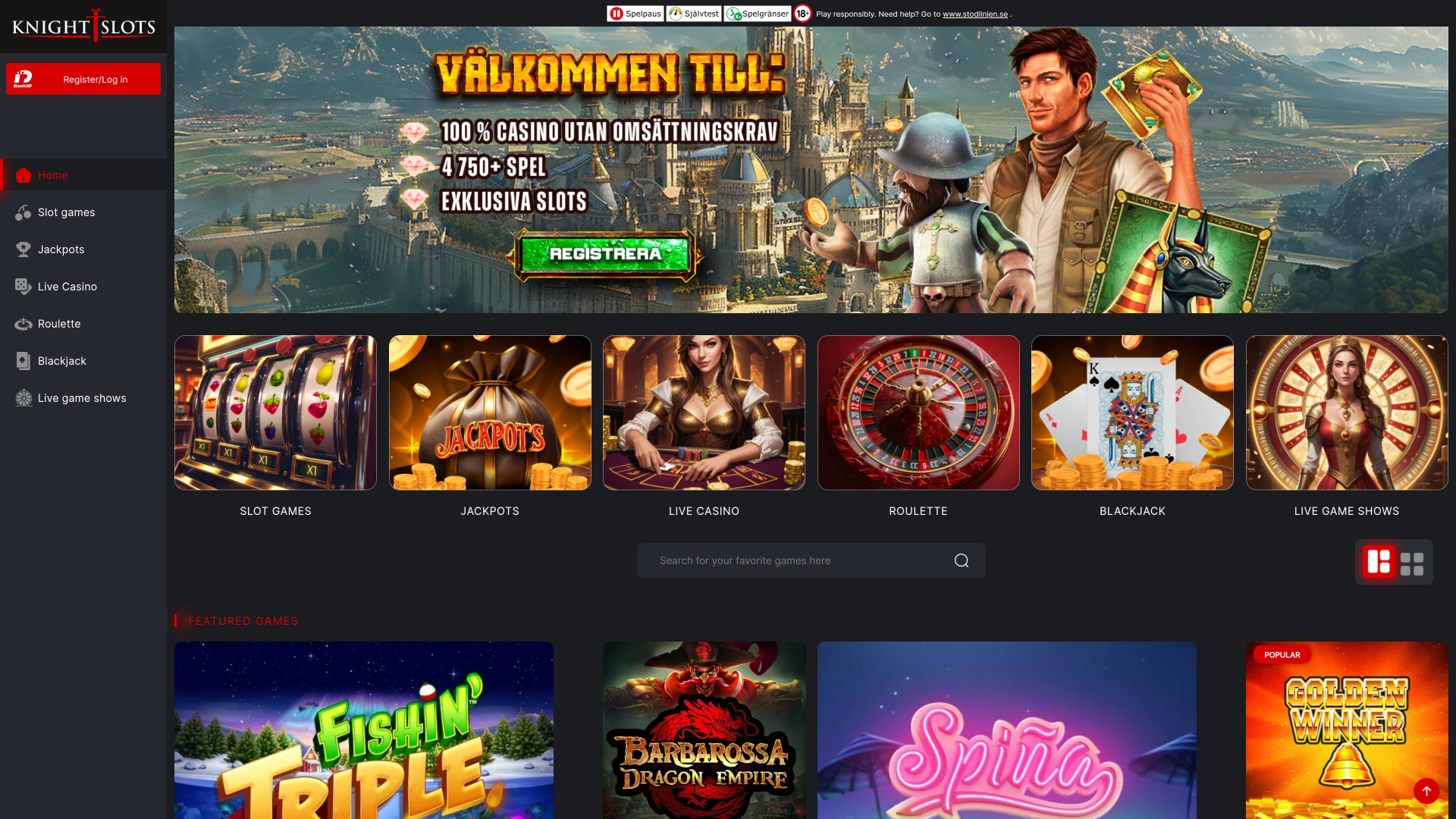 Knightslots Desktop Live Dealer