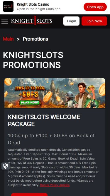 Promotions mobiles Knightslots