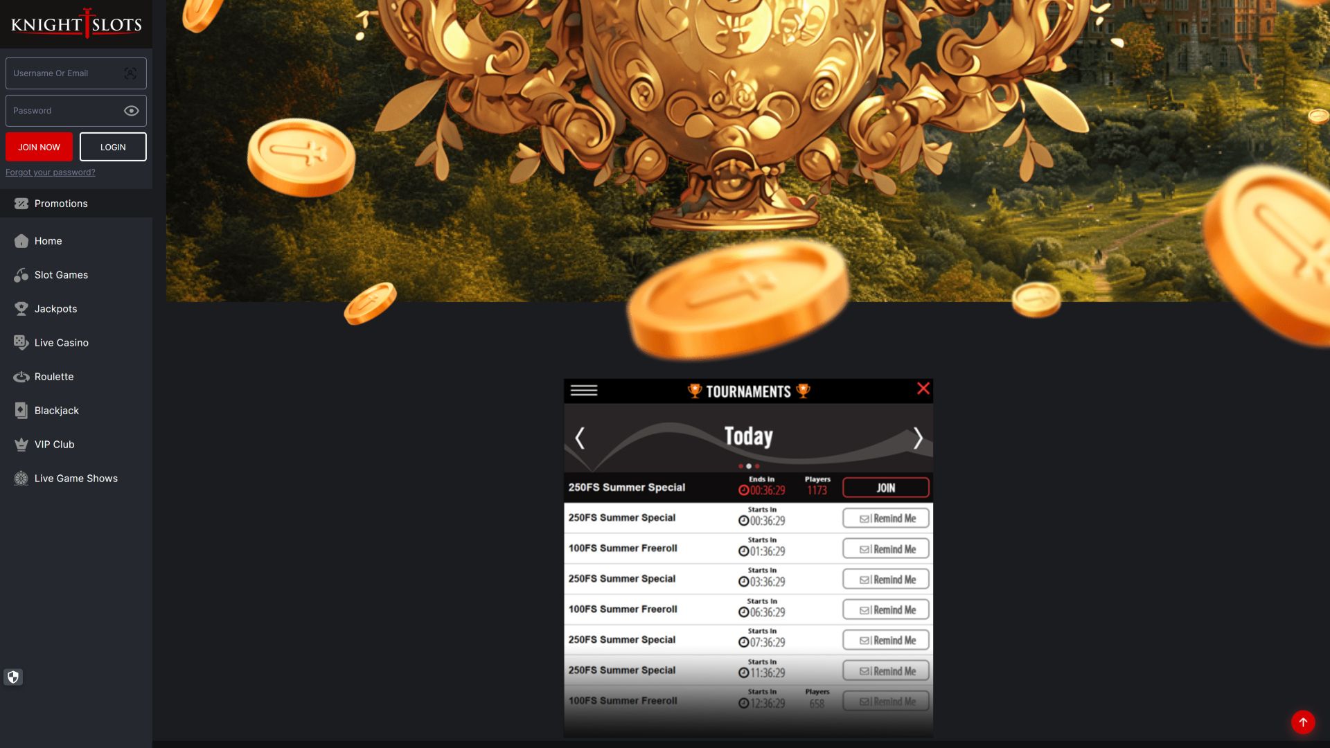 Tournois de Knightslots sur ordinateur