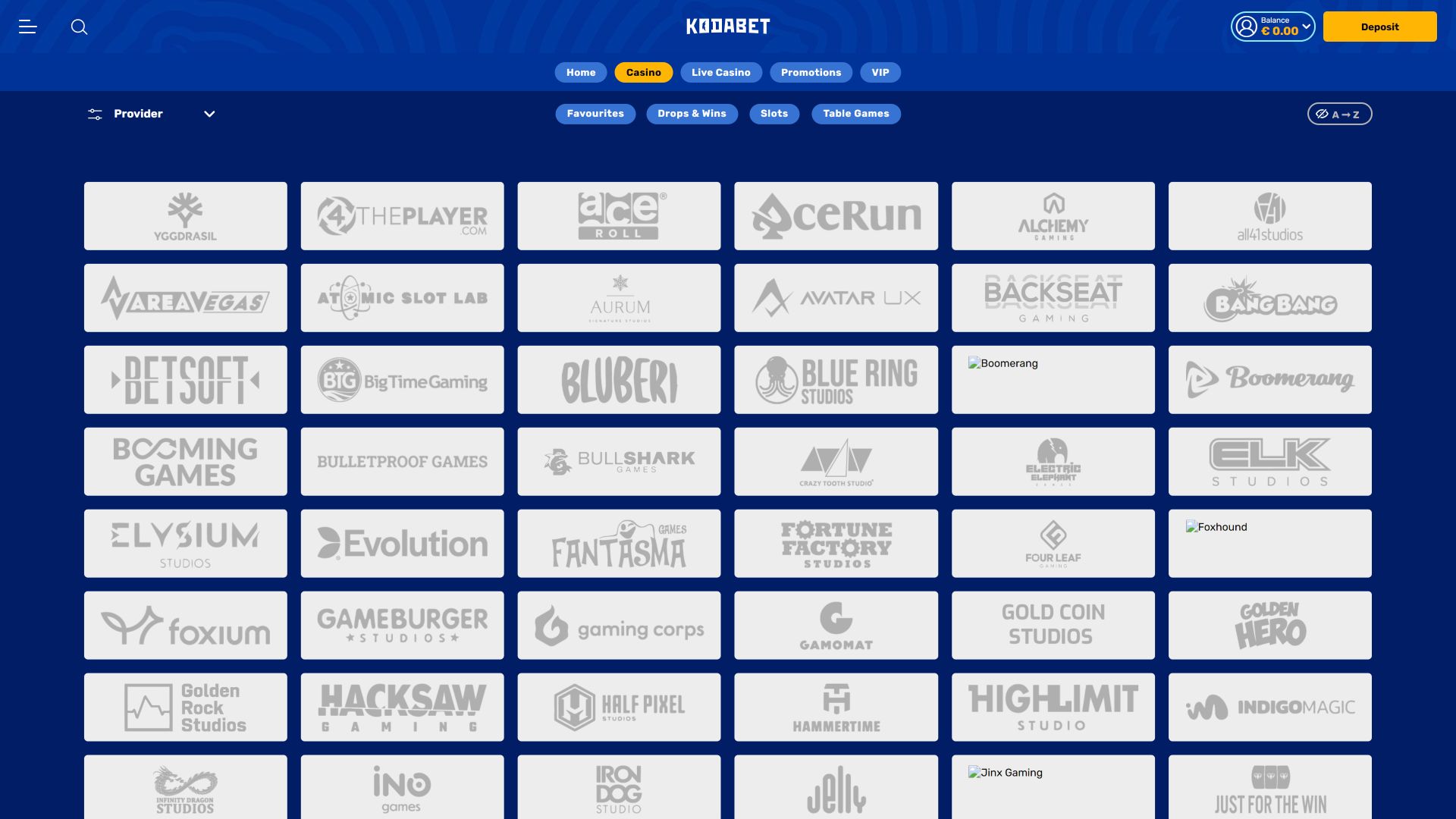 Desarrolladores de juegos de escritorio de KodaBet Casino