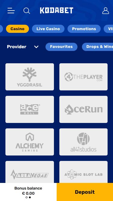 Desarrolladores de juegos móviles de KodaBet Casino