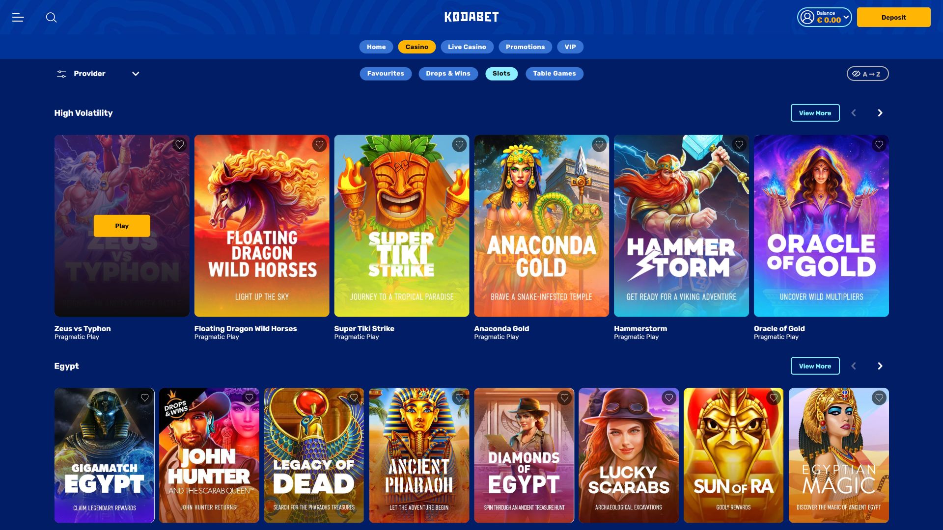 Juegos de escritorio de KodaBet Casino