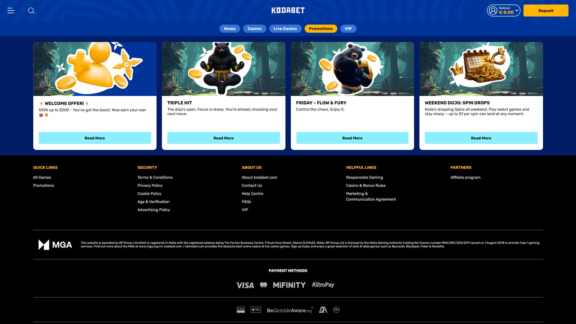 Promociones de escritorio de KodaBet Casino
