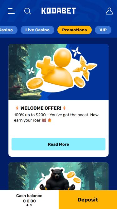 Promociones móviles de KodaBet Casino