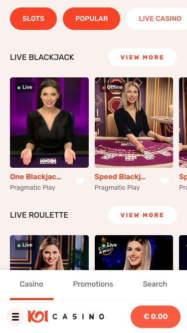 Koi Casino Mobile Live Dealer