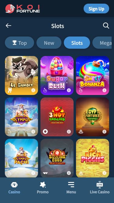 Jeux mobiles de casino KoiFortune
