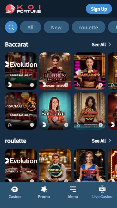 KoiFortune Casino Mobile Croupier en direct