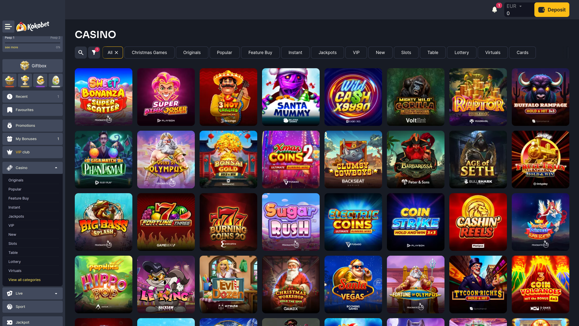 Koko.bet Casino Desktop-Spiele