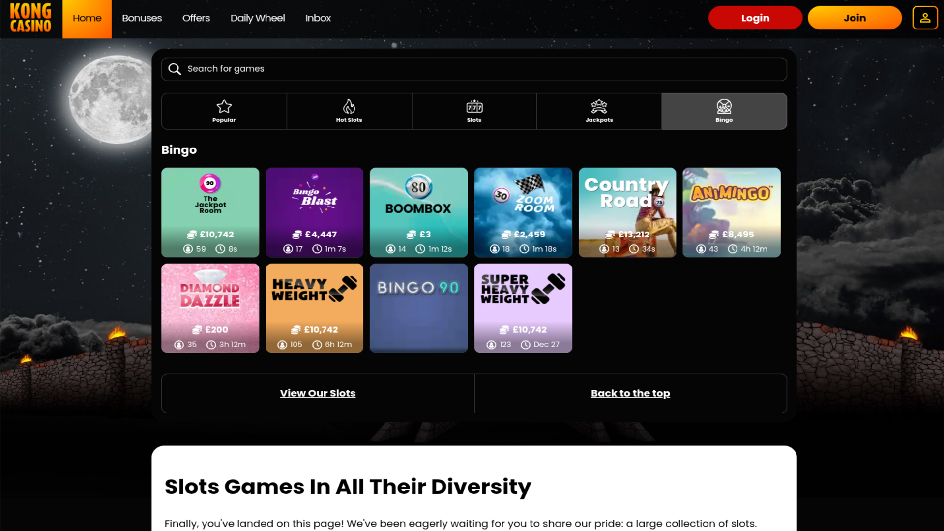 Bingo de bureau du casino Kong