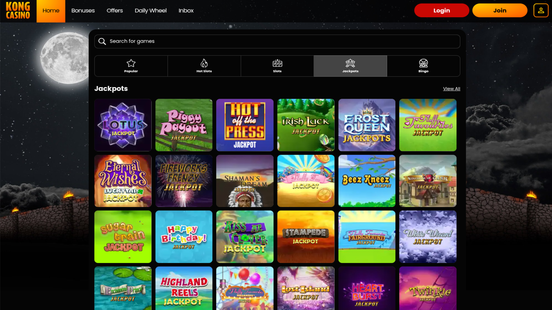 Jackpot de bureau du casino Kong