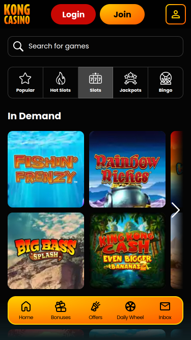 Jeux mobiles de Kong Casino