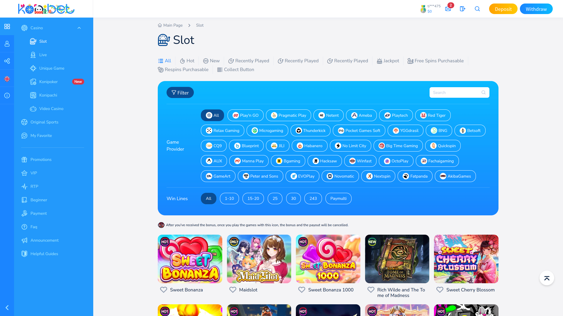 Développeurs du jeu de casino Konibet pour ordinateur